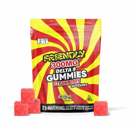 Friendly 300mg D9 Gummies 30 pack GA Compliant 5ct Display