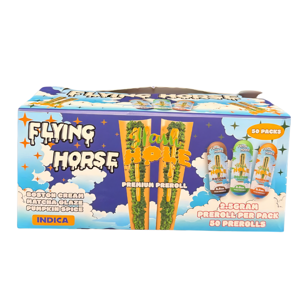 FLYING HORSE 2.5GM HASH HOLE PREROLL 50CT/BX  3 DIFFERENT FLAVORS