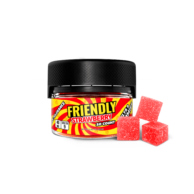 Friendly High Tolerance 40mg D9 Gummies 10 pack Tub