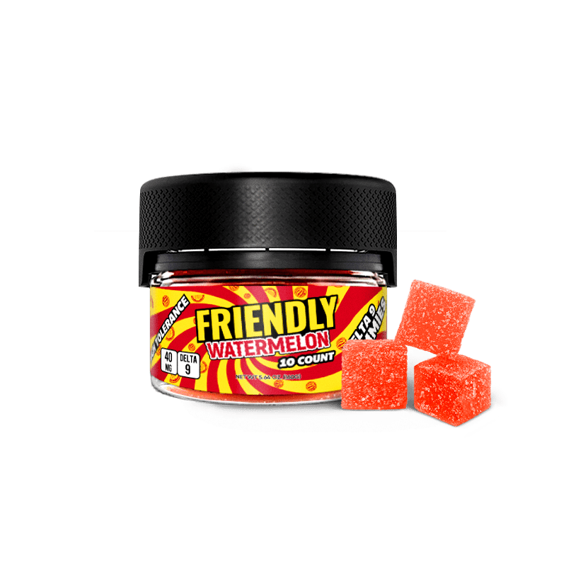 Friendly High Tolerance 40mg D9 Gummies 10 pack Tub
