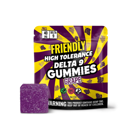 Friendly High Tolerance 40mg D9 Single Gummies 10ct Display