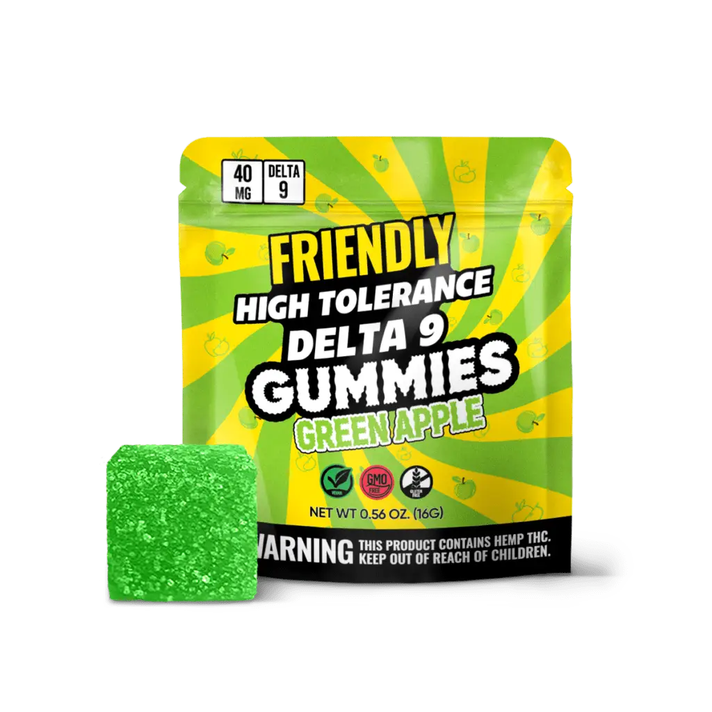 Friendly High Tolerance 40mg D9 Single Gummies 10ct Display