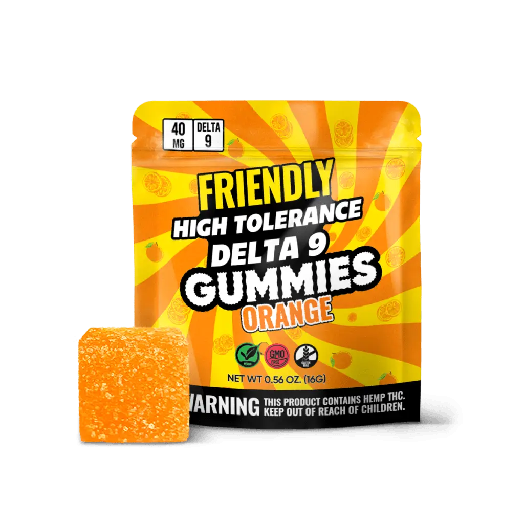 Friendly High Tolerance 40mg D9 Single Gummies 10ct Display