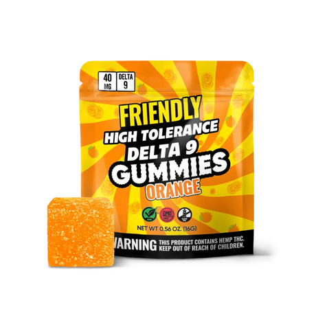 Friendly High Tolerance 40mg D9 Single Gummies 10ct Display