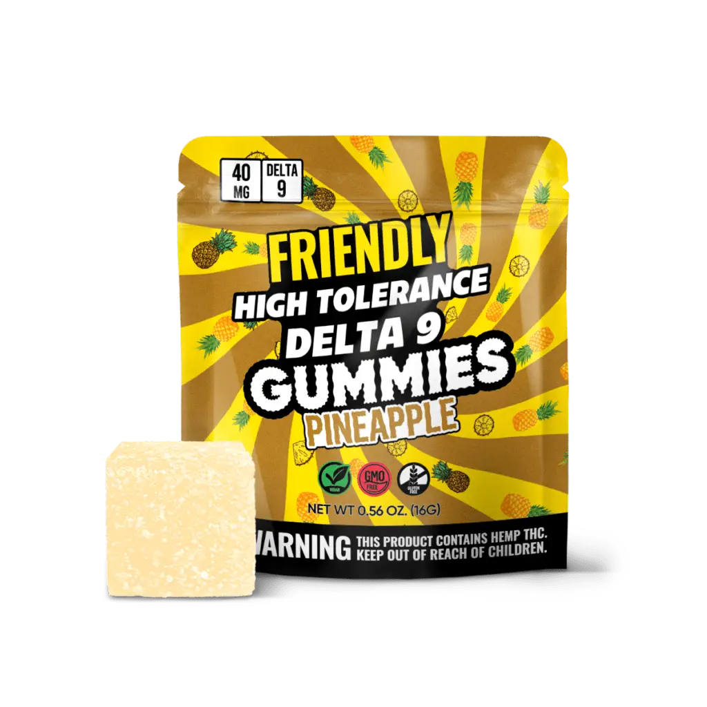 Friendly High Tolerance 40mg D9 Single Gummies 10ct Display