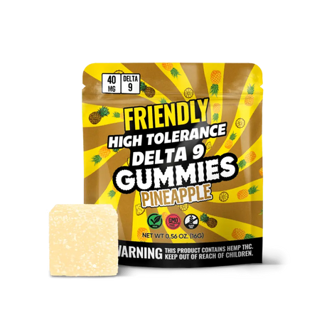 Friendly High Tolerance 40mg D9 Single Gummies 10ct Display
