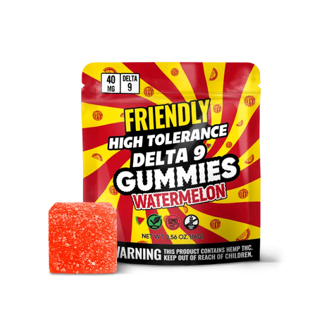 Friendly High Tolerance 40mg D9 Single Gummies 10ct Display