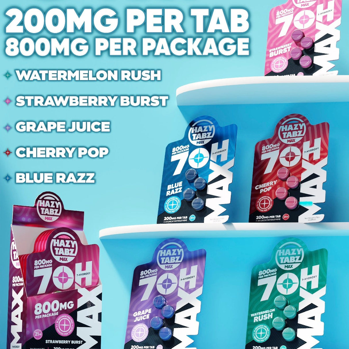 Hazy Tabz 800MG 7OH Per Package 200MG Per Tab