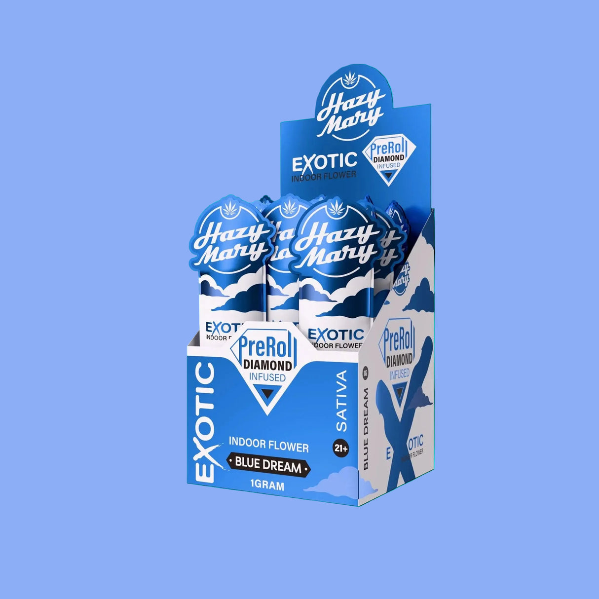 Hazy Mary Exotic Diamond Infused 1g PreRolls 40ct Display