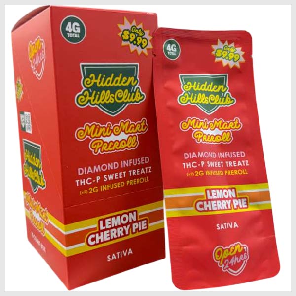 Hidden Hills Mini Mart 4g THC-P PreRolls 2 pack 10ct Display MSRP $9.99