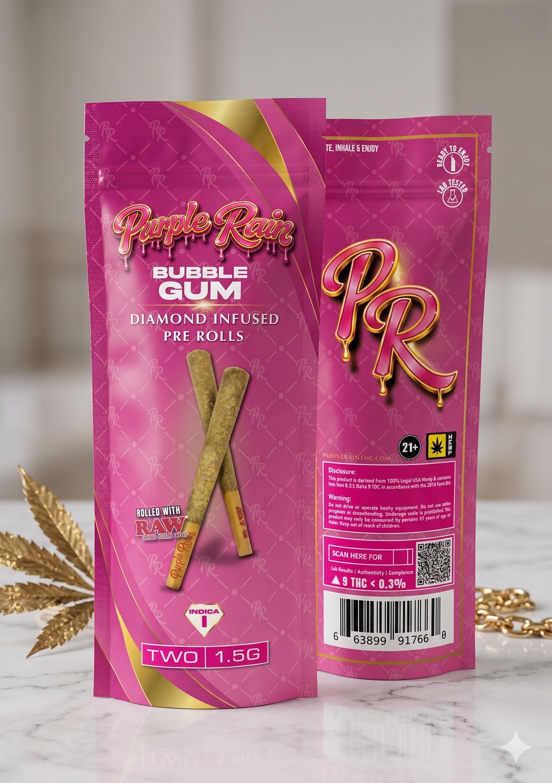 Purple Rain 2ct Diamond Infused 1.5g Pre Rolls 10ct Display