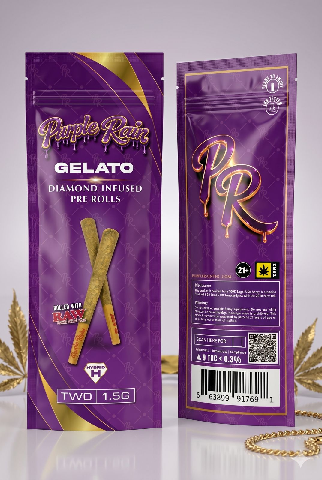 Purple Rain 2ct Diamond Infused 1.5g Pre Rolls 10ct Display