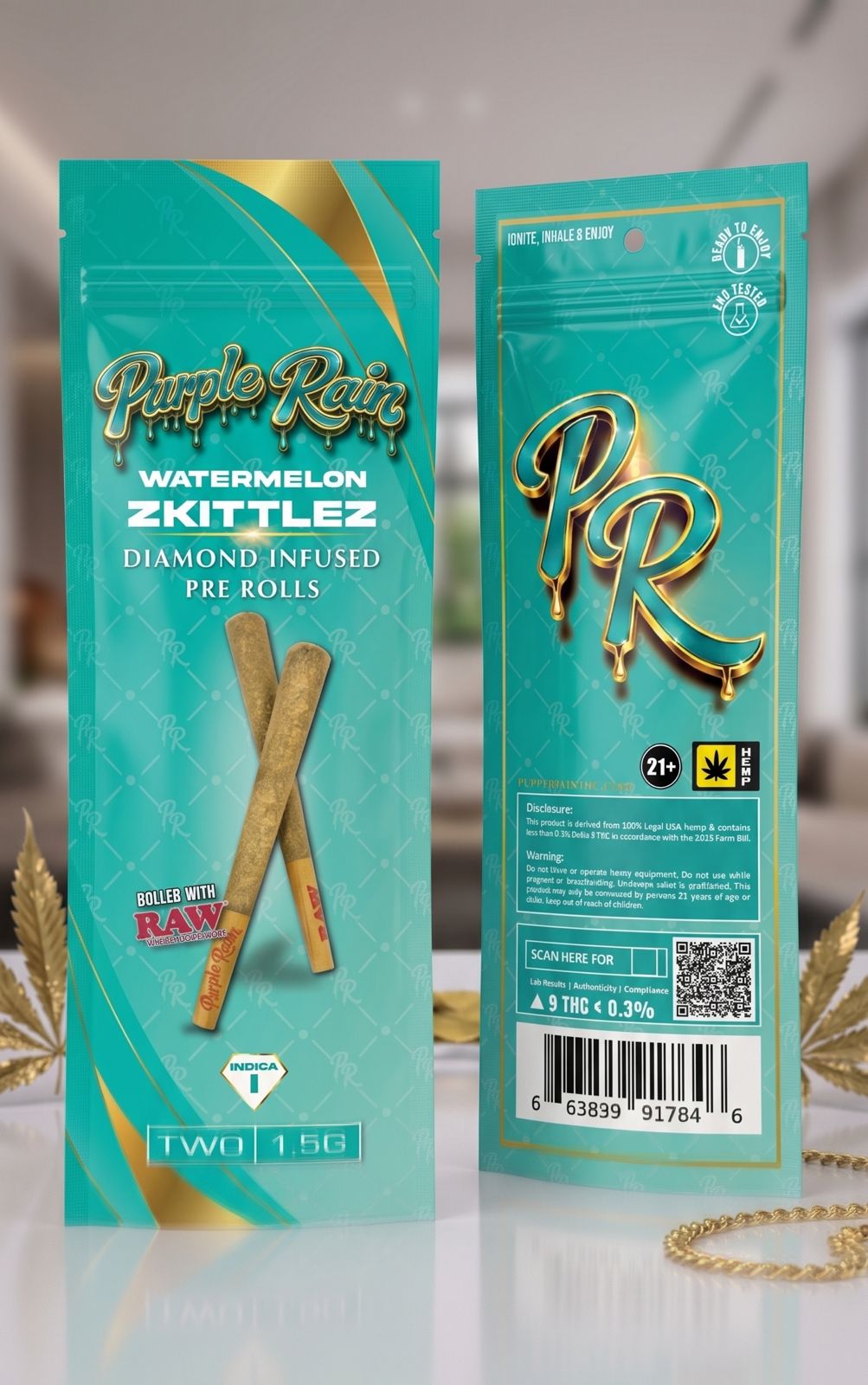 Purple Rain 2ct Diamond Infused 1.5g Pre Rolls 10ct Display