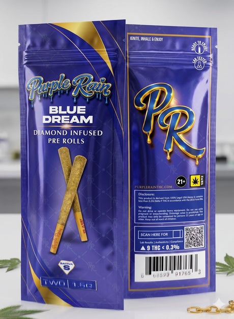 Purple Rain 2ct Diamond Infused 1.5g Pre Rolls 10ct Display