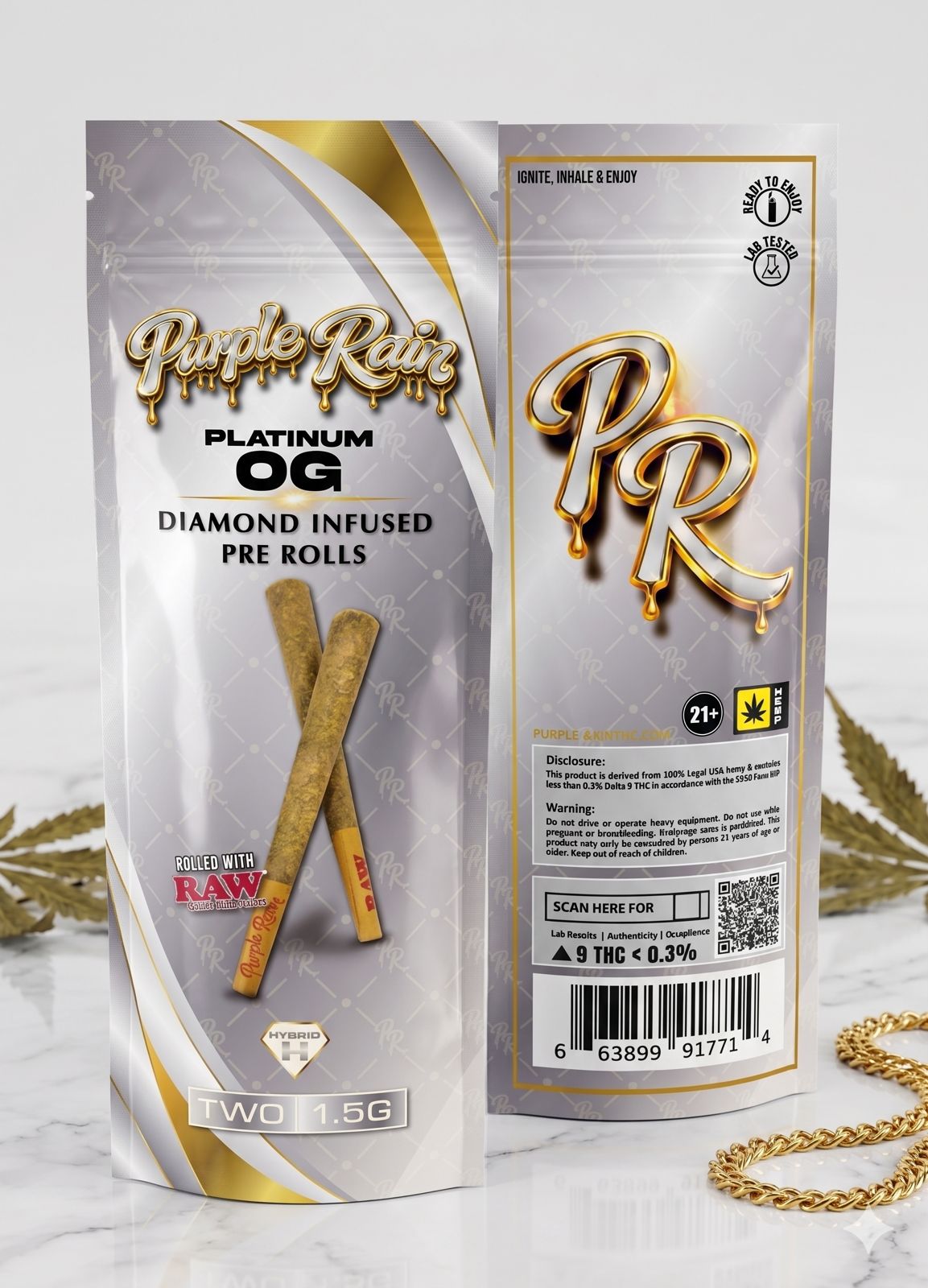 Purple Rain 2ct Diamond Infused 1.5g Pre Rolls 10ct Display