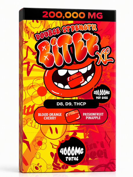 Bitez XL Double Strength D8, D9, THC-P 4000MG Single Gummies 50ct Box Display