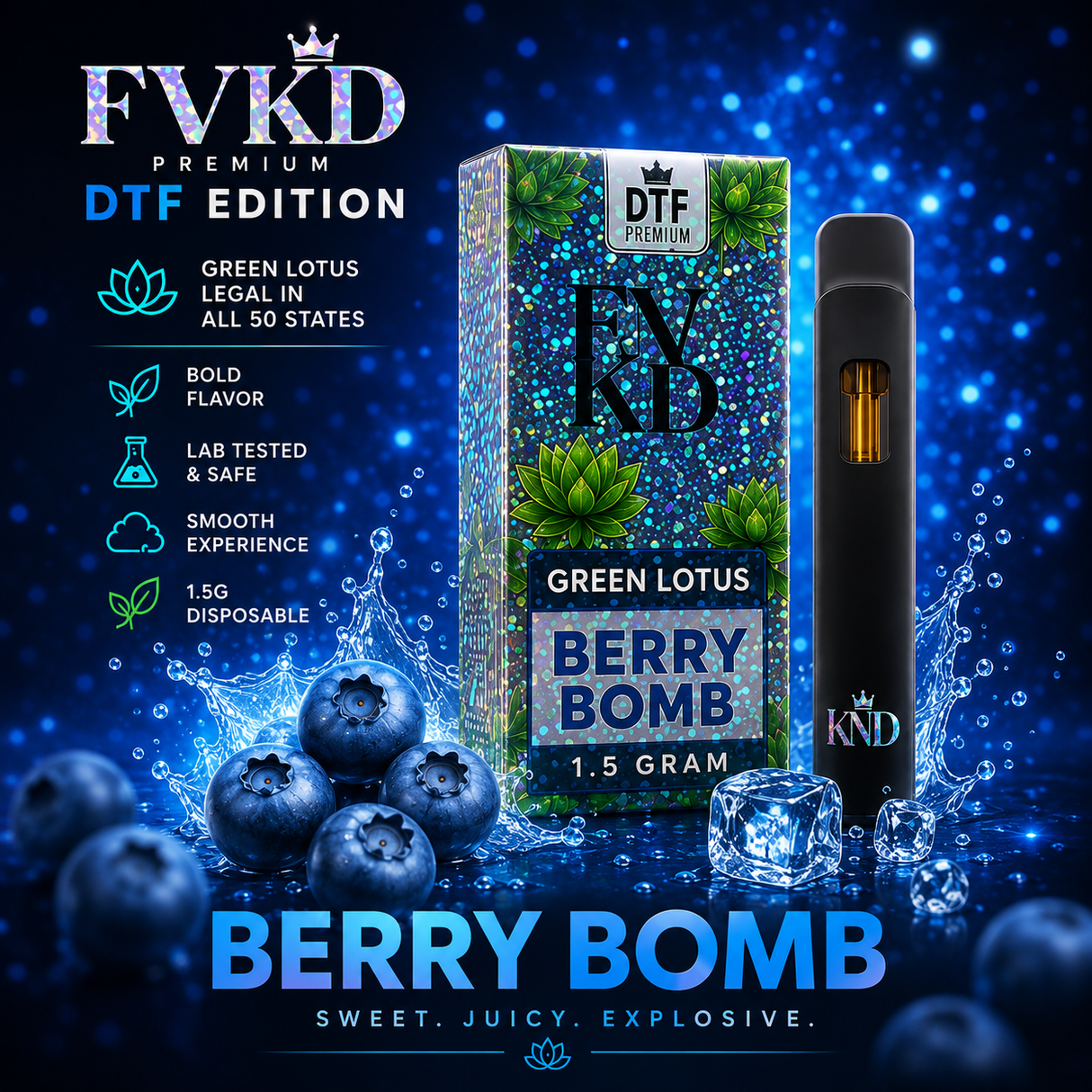 Fvkd Green Lotus 1.5g Disposable 5 ct Display