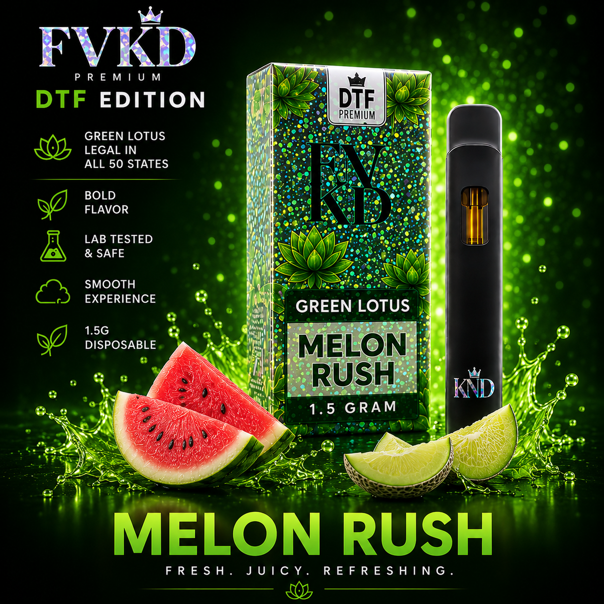 Fvkd Green Lotus 1.5g Disposable 5 ct Display
