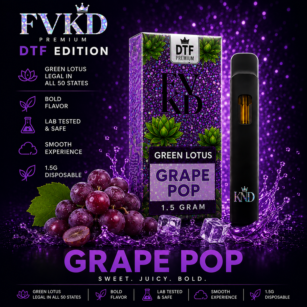 Fvkd Green Lotus 1.5g Disposable 5 ct Display
