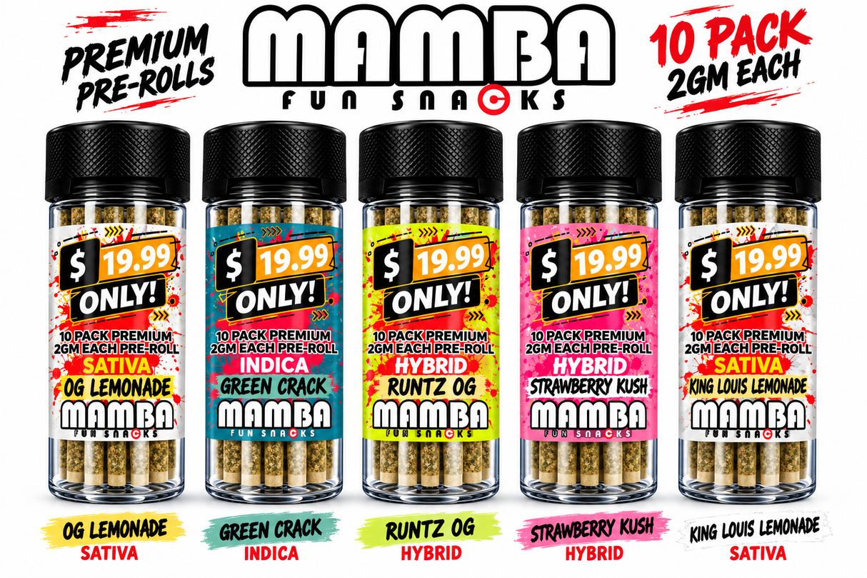 Mamba THC-A 10ct 2g Pre-Rolls Jar MSRP $19.99