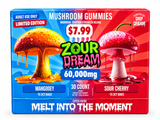 Zour Dream 60,000 MG Mushroom gummies 30 count