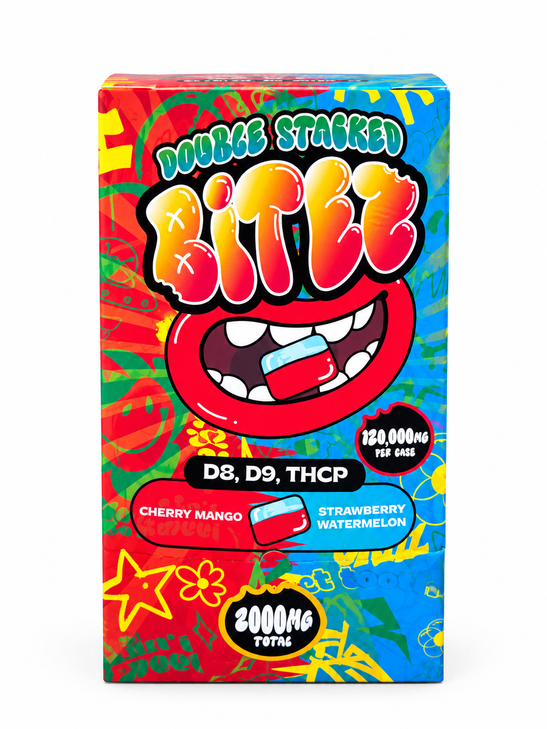 Double-Stacked BITEZ 2000mg  Delta-9 + THCP Gummies 60ct Display