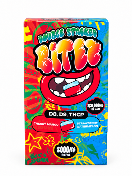 Double-Stacked BITEZ 2000mg THCA + Delta-9 + THCP Gummies 60ct Display