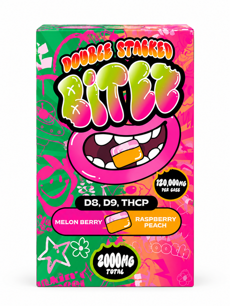 Double-Stacked BITEZ 2000mg THCA + Delta-9 + THCP Gummies 60ct Display