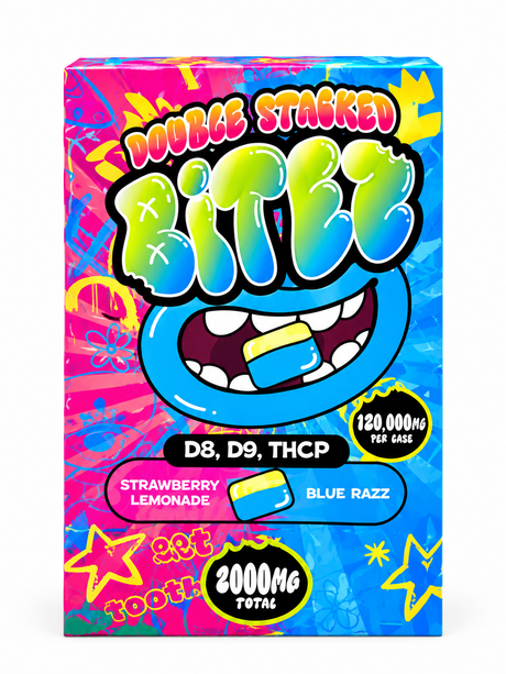 Double-Stacked BITEZ 2000mg THCA + Delta-9 + THCP Gummies 60ct Display