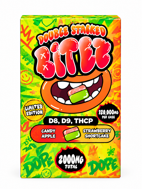 Double-Stacked BITEZ 2000mg THCA + Delta-9 + THCP Gummies 60ct Display