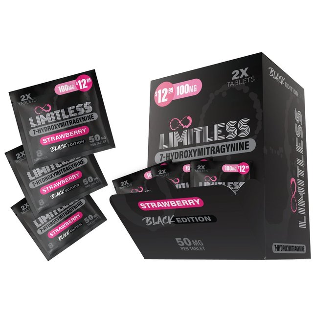 Limitless Black Edition 100mg Single 7-Hydroxy Tablets 40ct Display MSRP 12.99