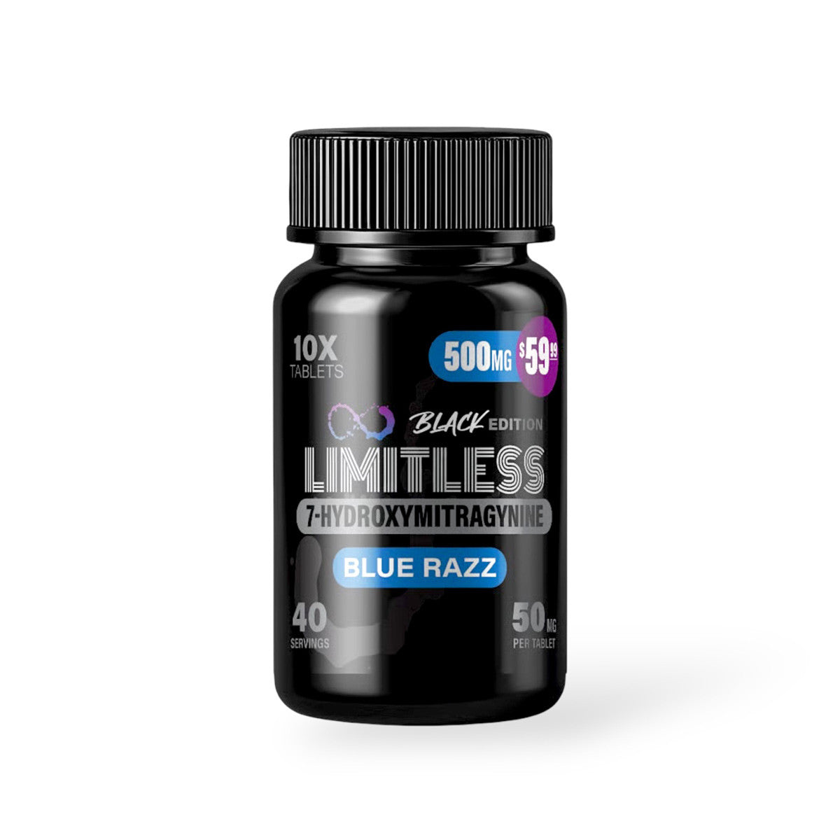 Limitless Black Edition 50MG 7 Hydroxy Tablets 10ct Single Jar