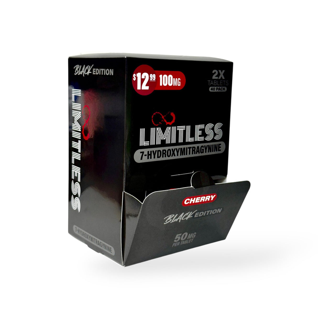 Limiltess Black Edition 100mg Single 7-Hydroxy Tablets 40ct Display MSRP 12.99