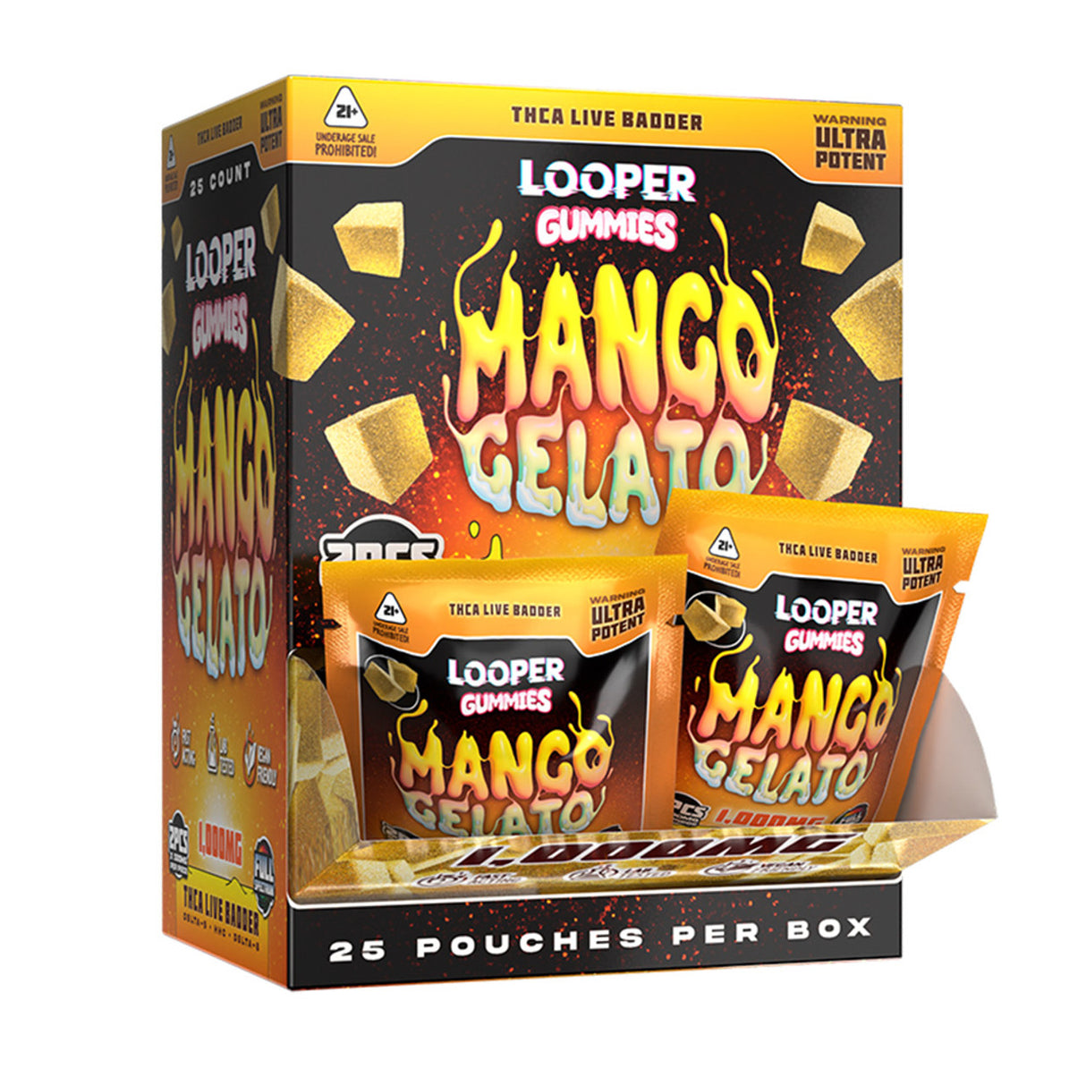 Looper 1000 mg 2ct Gummies THC-A Live Badder 25ct Display