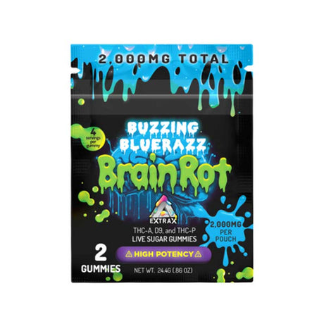 Delta Extra BrainRot 2000mg Live Sugar THCA, THCP Gummies 30ct Display