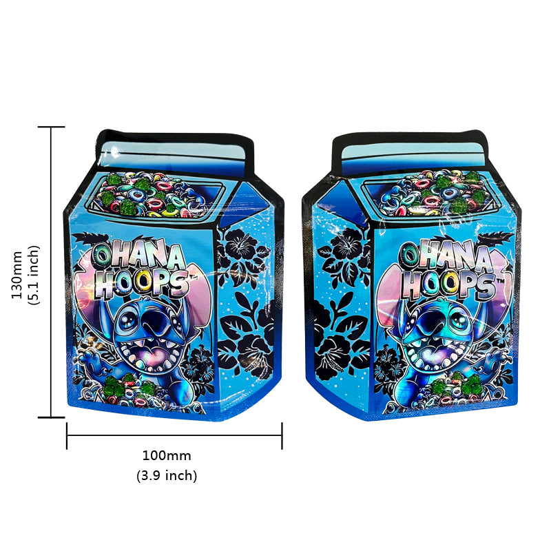 Smell Proof Die Cut Mylar Bag 3.5g Ohana Hoops 100ct