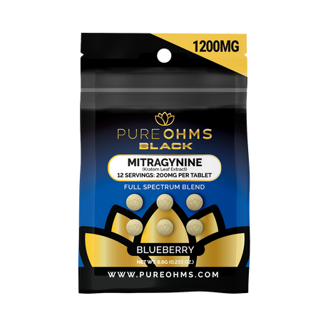 PureOhms 1200mg 6 Pack MGM/Mitragynine Tablets 10ct Display