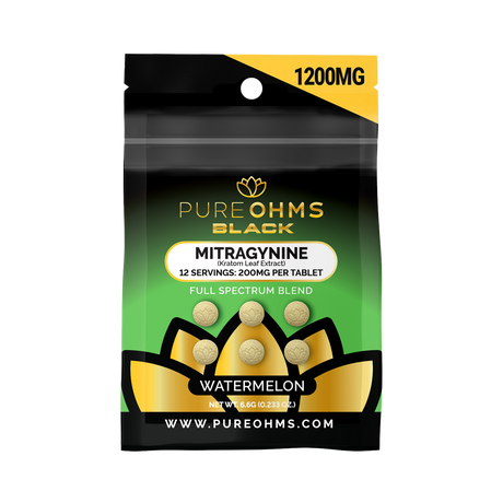 PureOhms 1200mg 6 Pack MGM/Mitragynine Tablets 10ct Display