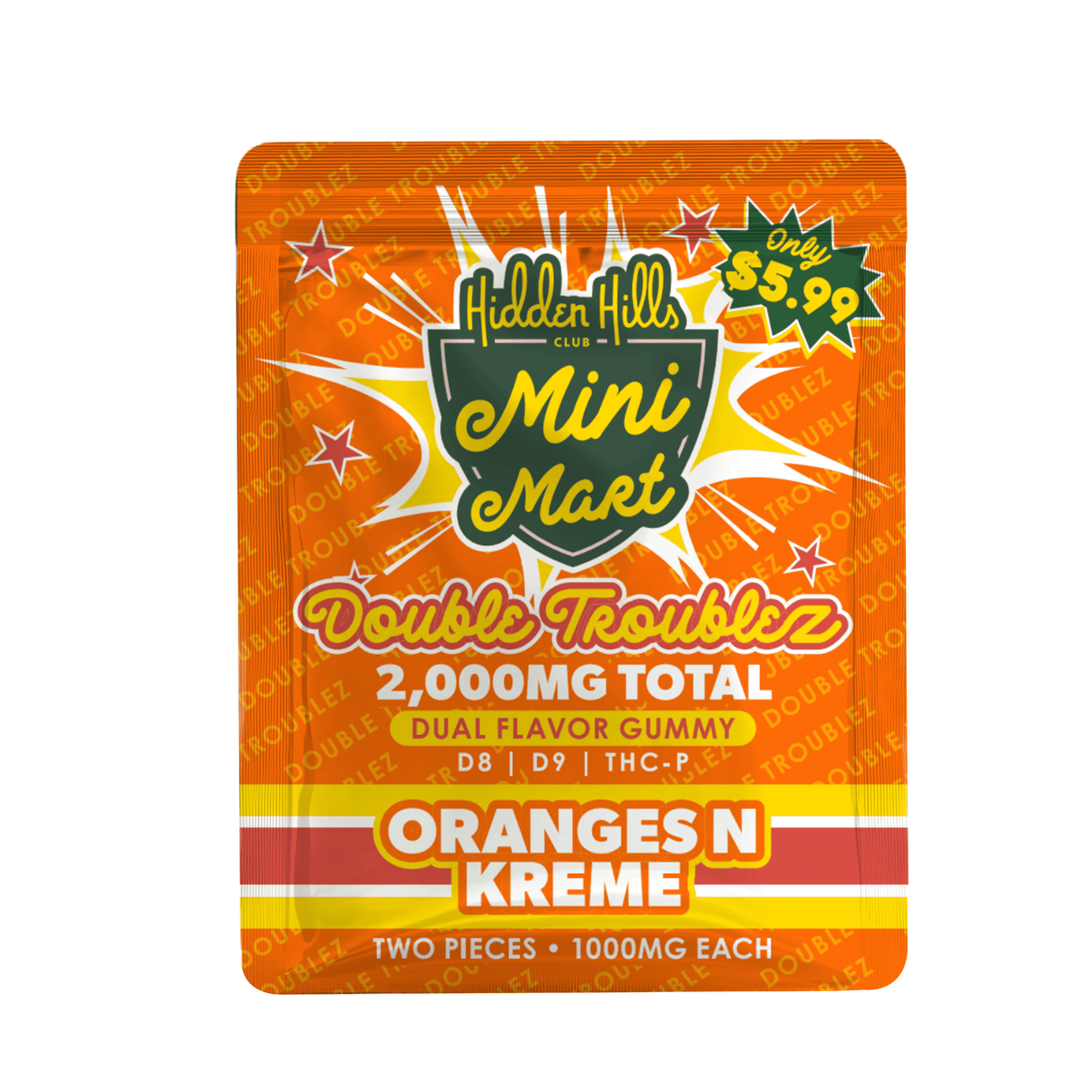 Hidden Hills Mini Mart Double Troublez 2000mg Gummies MSRP $5.99 30ct Display