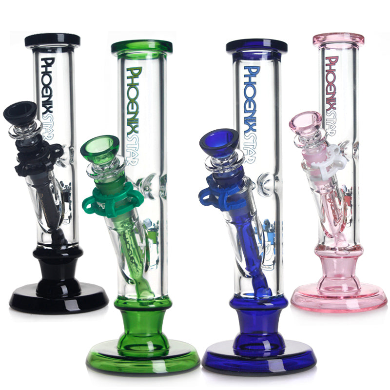 𝗣𝗛𝗫𝟳𝟮𝟯 Phoenix Star Glass Straight Tube w/ Flat Base 10in Water Pipe