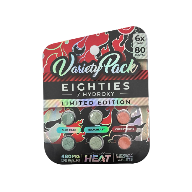 Heat Eighties 80mg 6 pack 7-Hydroxy Tablets Variety Pack 10ct Display