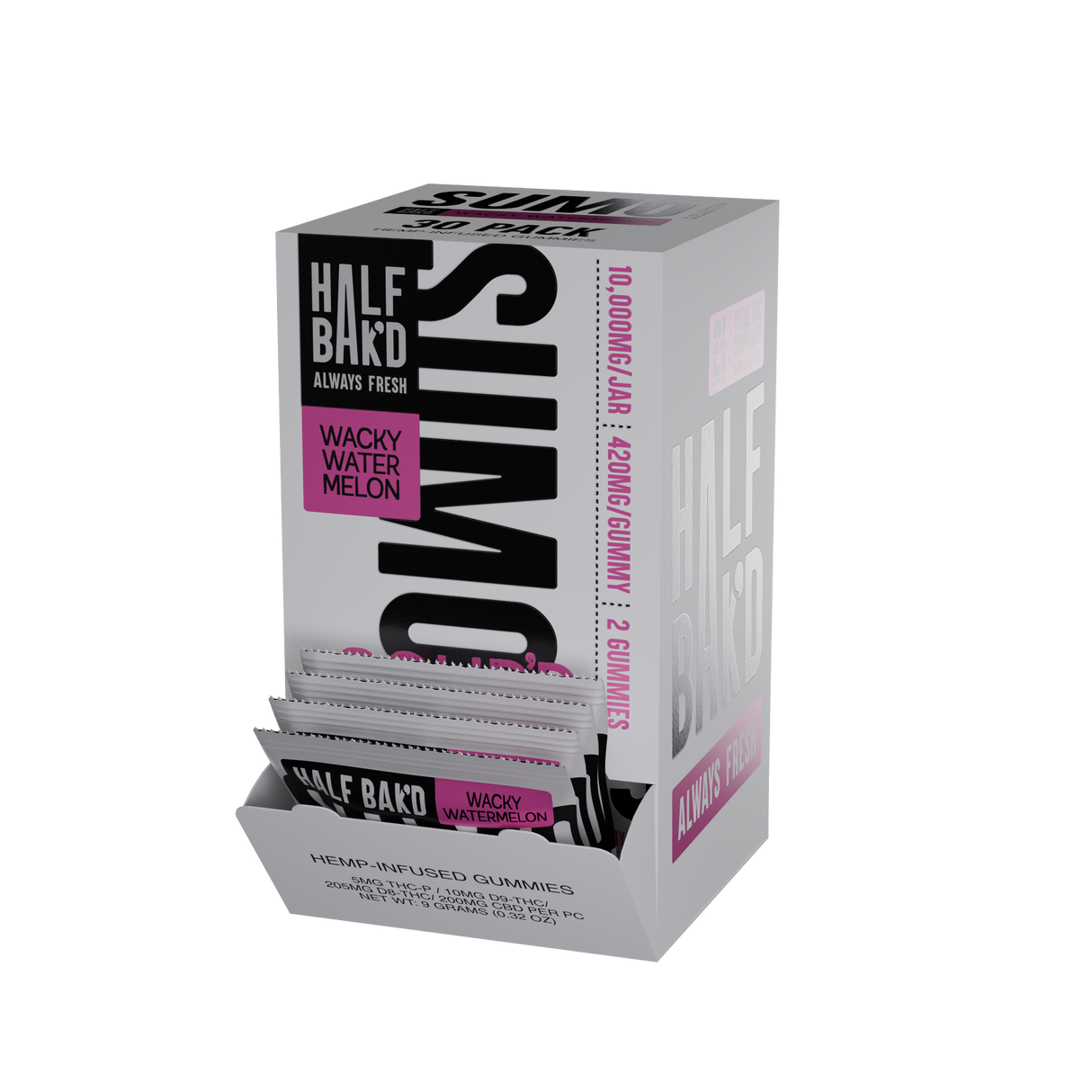 Half Bak'd Sour'd Sumo 2ct 420mg Gummies 30ct Display