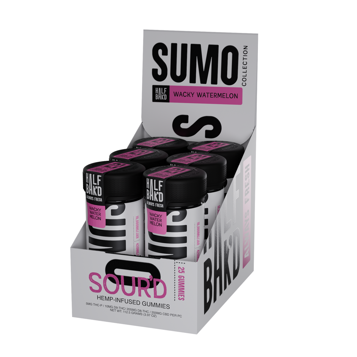 Half Bak'd Sumo Sour'd 25ct 10,000mg Gummies 6ct Display