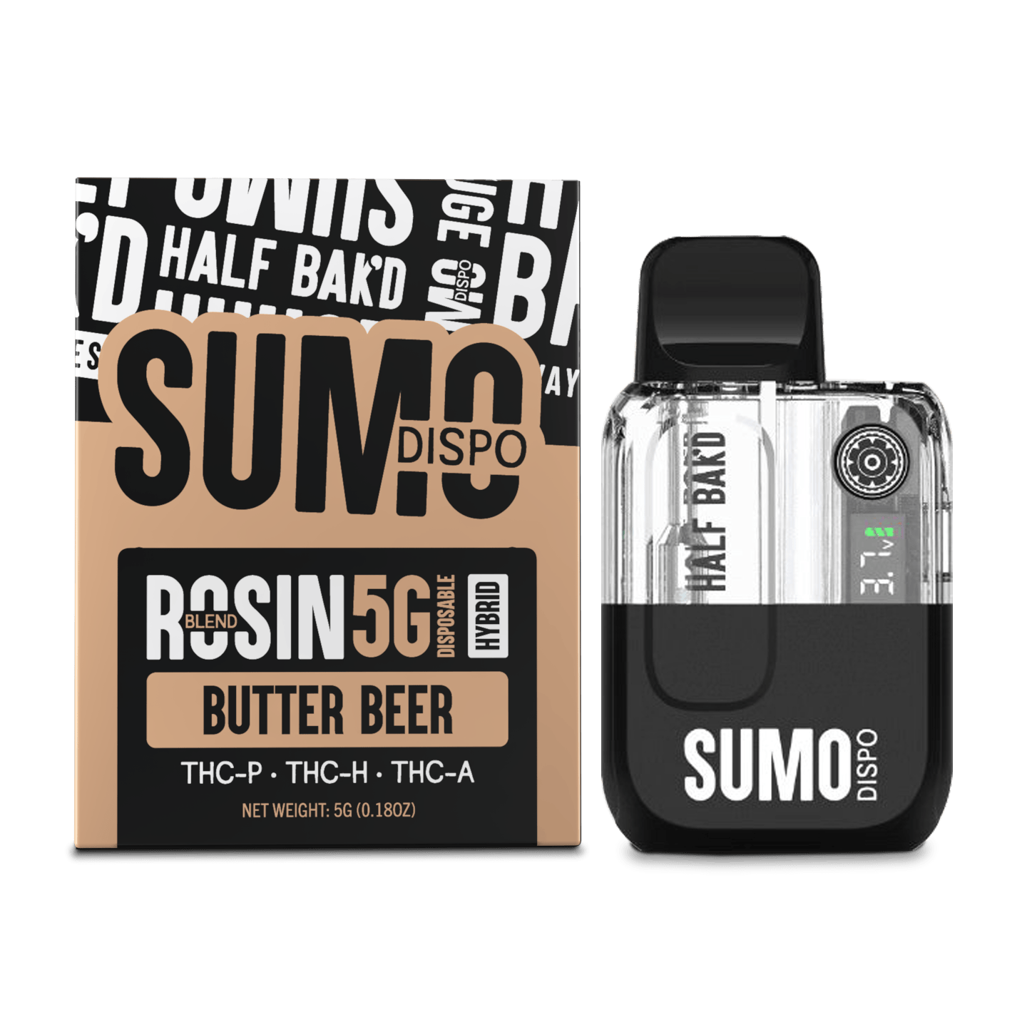 Half Bak'd 5g SUMO THC-P, THC-H, THC-A Disposable 5ct Display