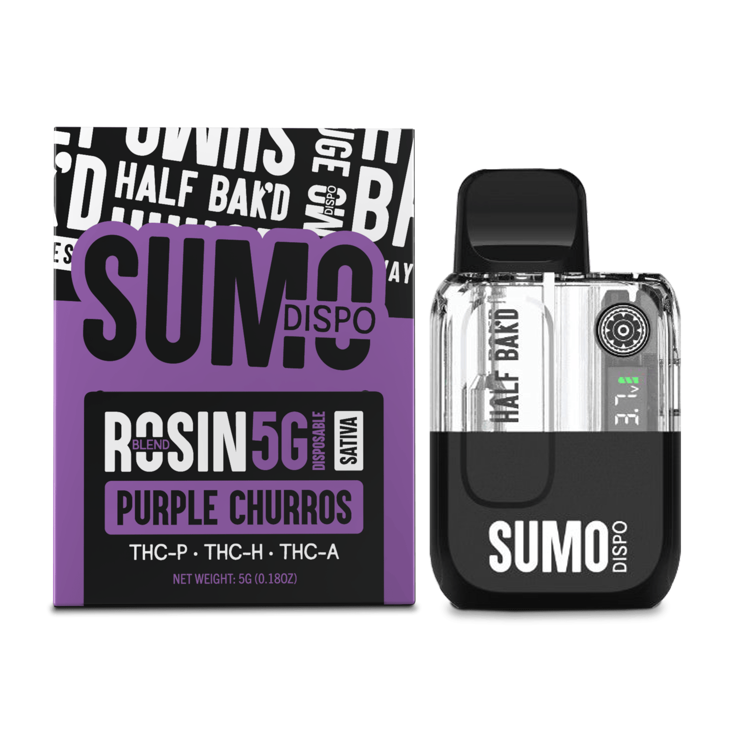 Half Bak'd 5g SUMO THC-P, THC-H, THC-A Disposable 5ct Display