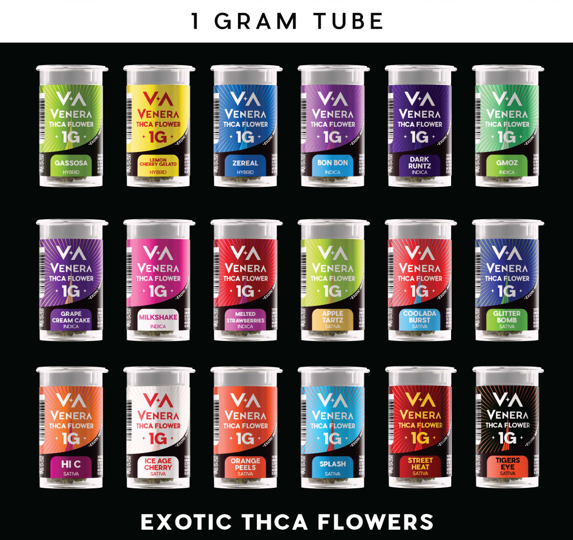 Venera Exotic 1g THC-A Flower 28ct Tub Display