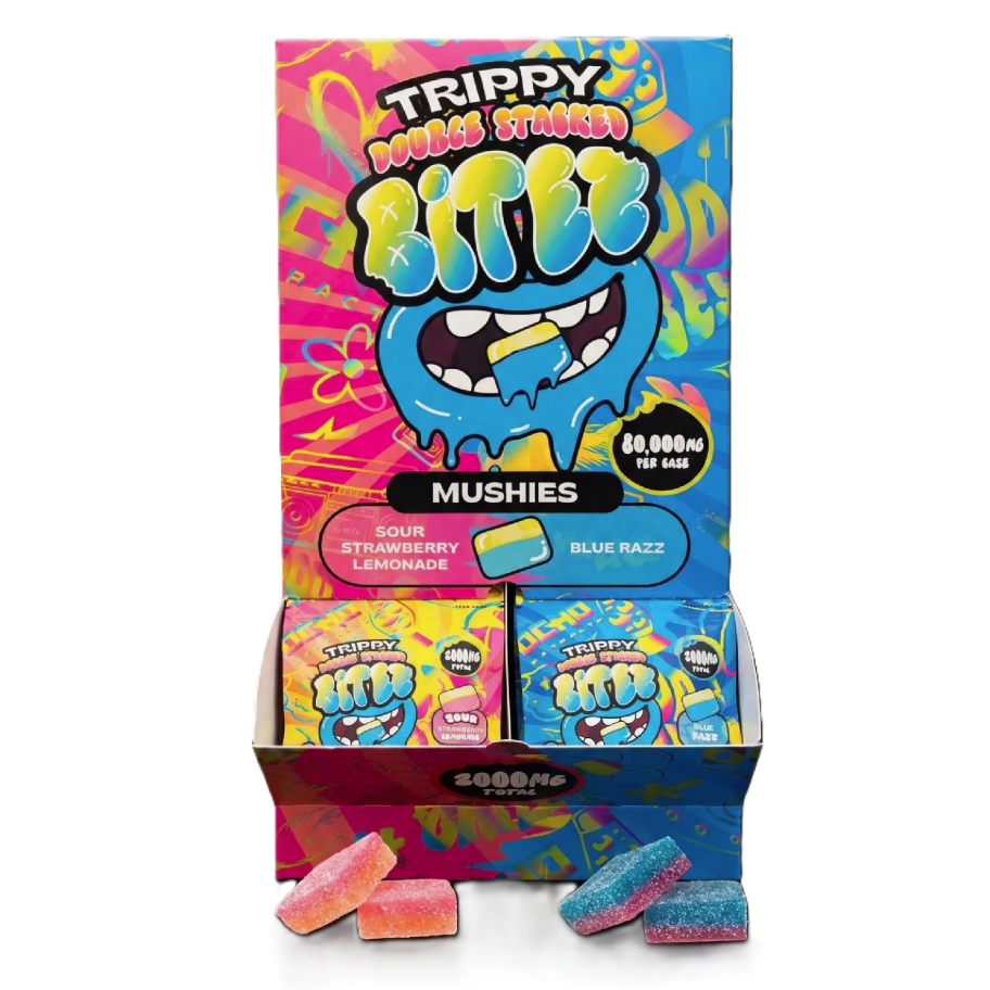 Trippy Double-Stacked BITEZ 2000mg Mushroom Gummies 40ct Display