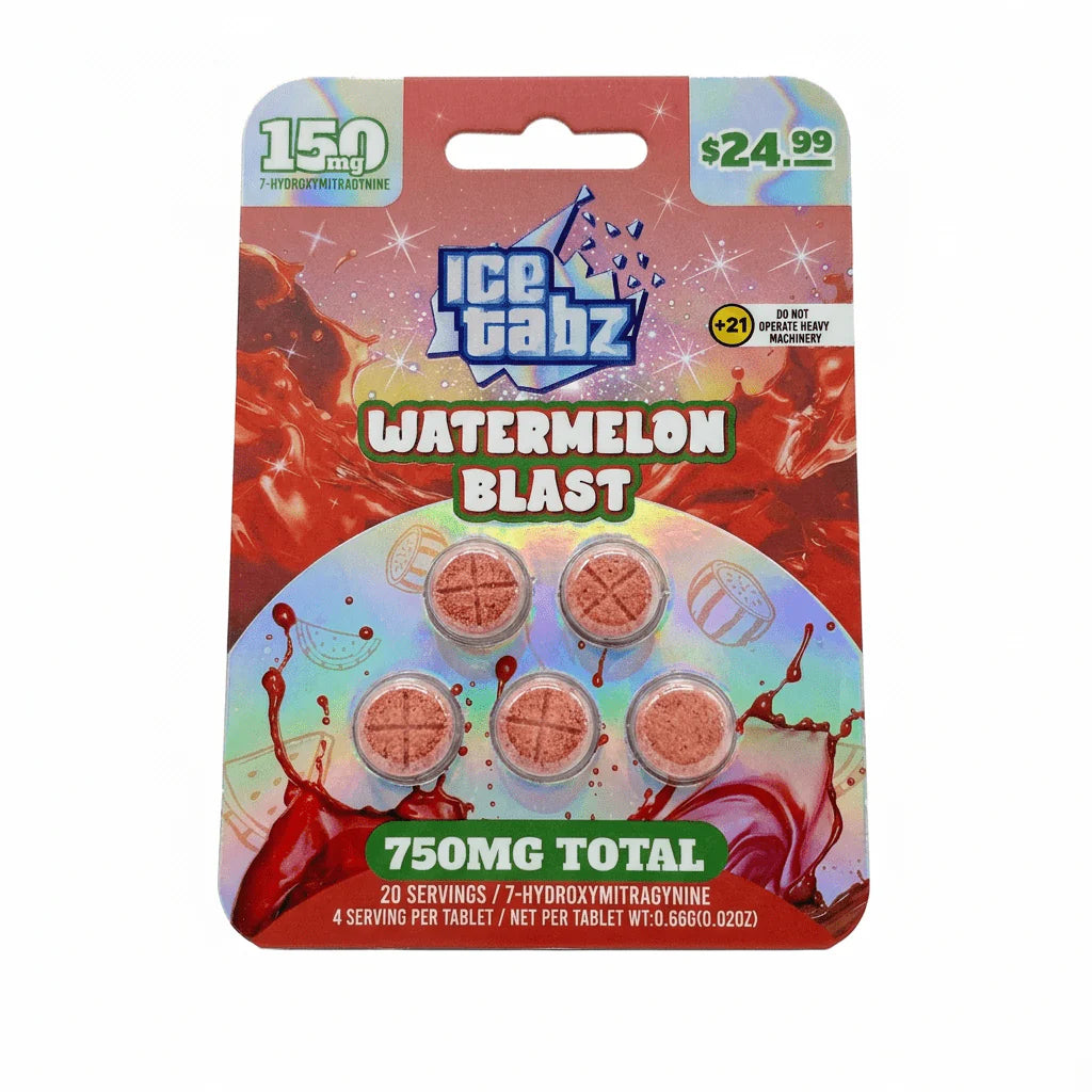 Ice Tabz 7-Hydroxy 150mg 5ct Tablets 750mg Total Pack 10ct Display MSRP $24.99