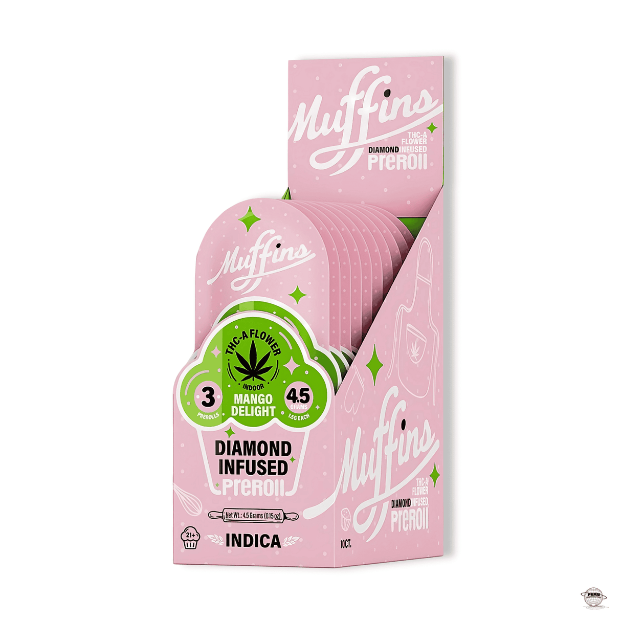 Muffins 1.5g 3pack THCA Diamond Infused Prerolls 10ct Display