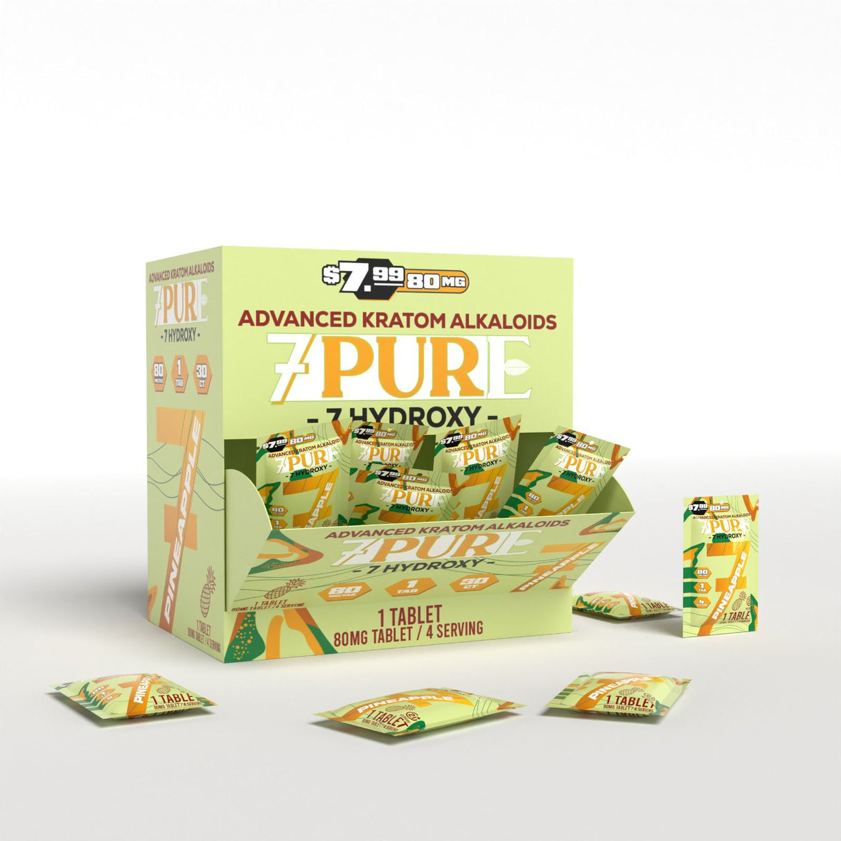 7Pure 80MG 7-Hydroxy Single Tablets 30ct Display